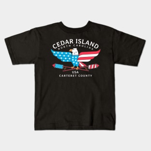Cedar Island, NC Summer Patriotic Pride Fourth of July Kids T-Shirt
